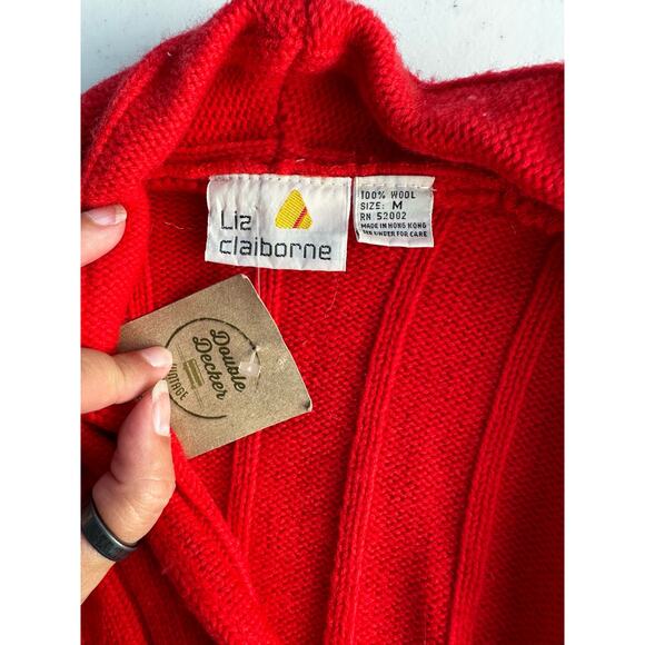 80s Liz Claiborne Over Sized Red Sweater Vest Medium - Picture 7 of 7